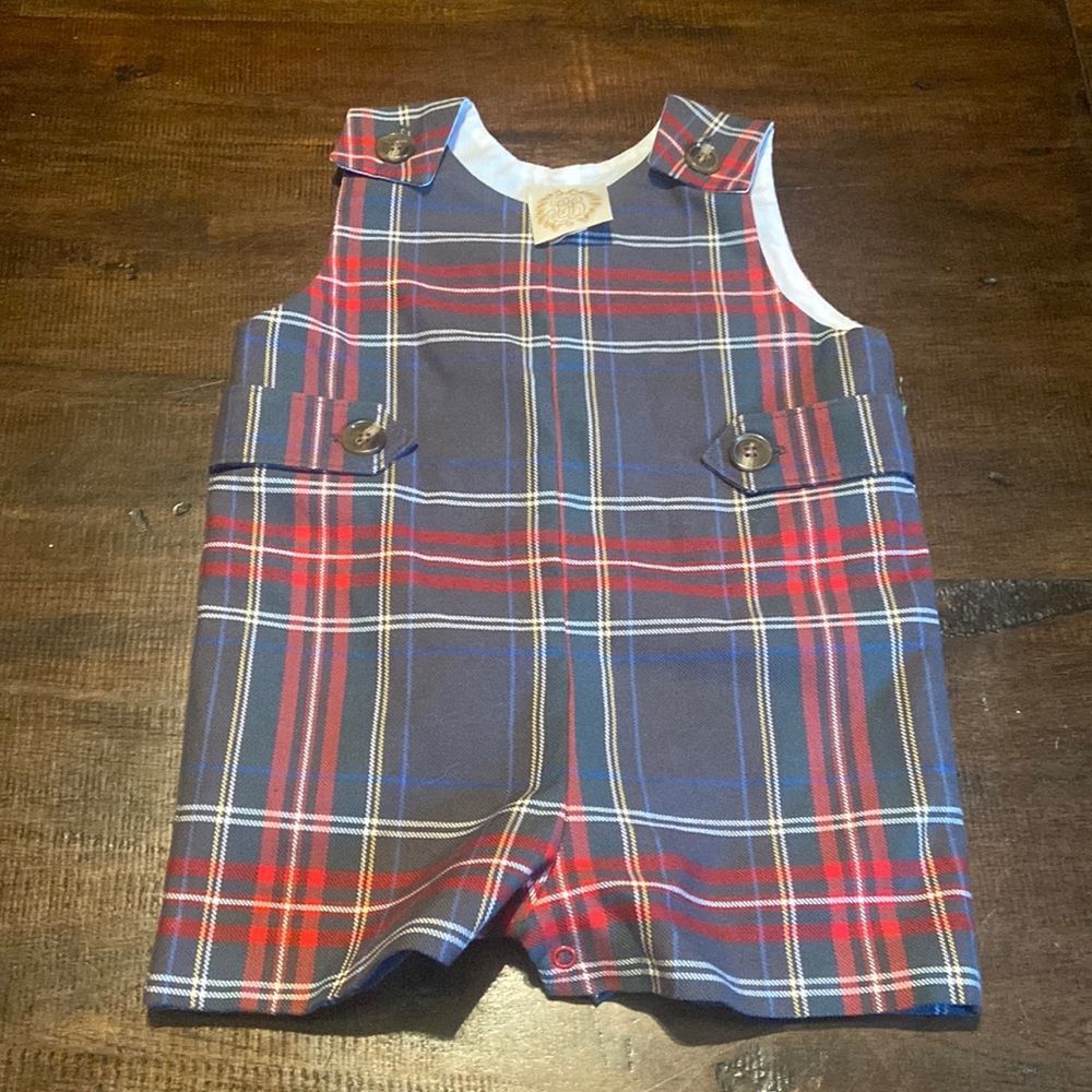 The Beaufort Bonnet Company Gray Plaid John John/ Shortall 18-24 months